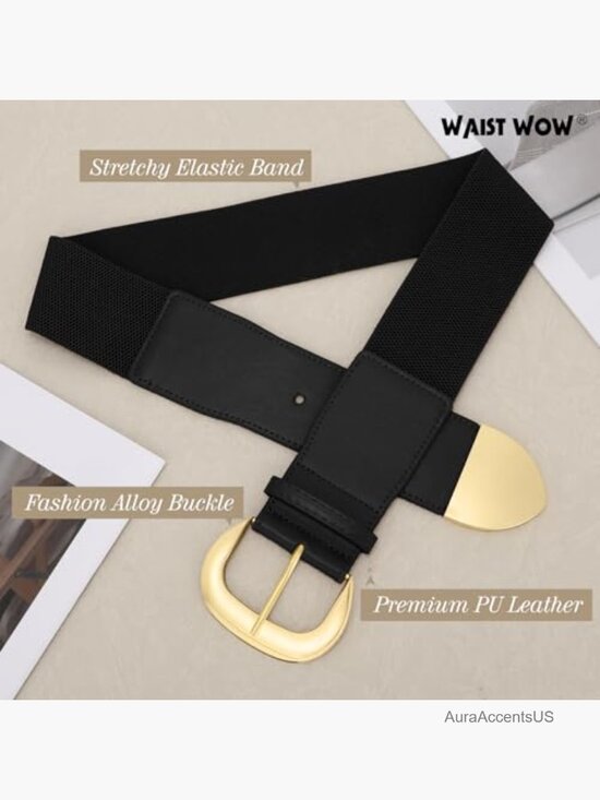 Women Wide Elastic Waist Belt for Dresses Thick Stretchy Belt Trendy main image 7